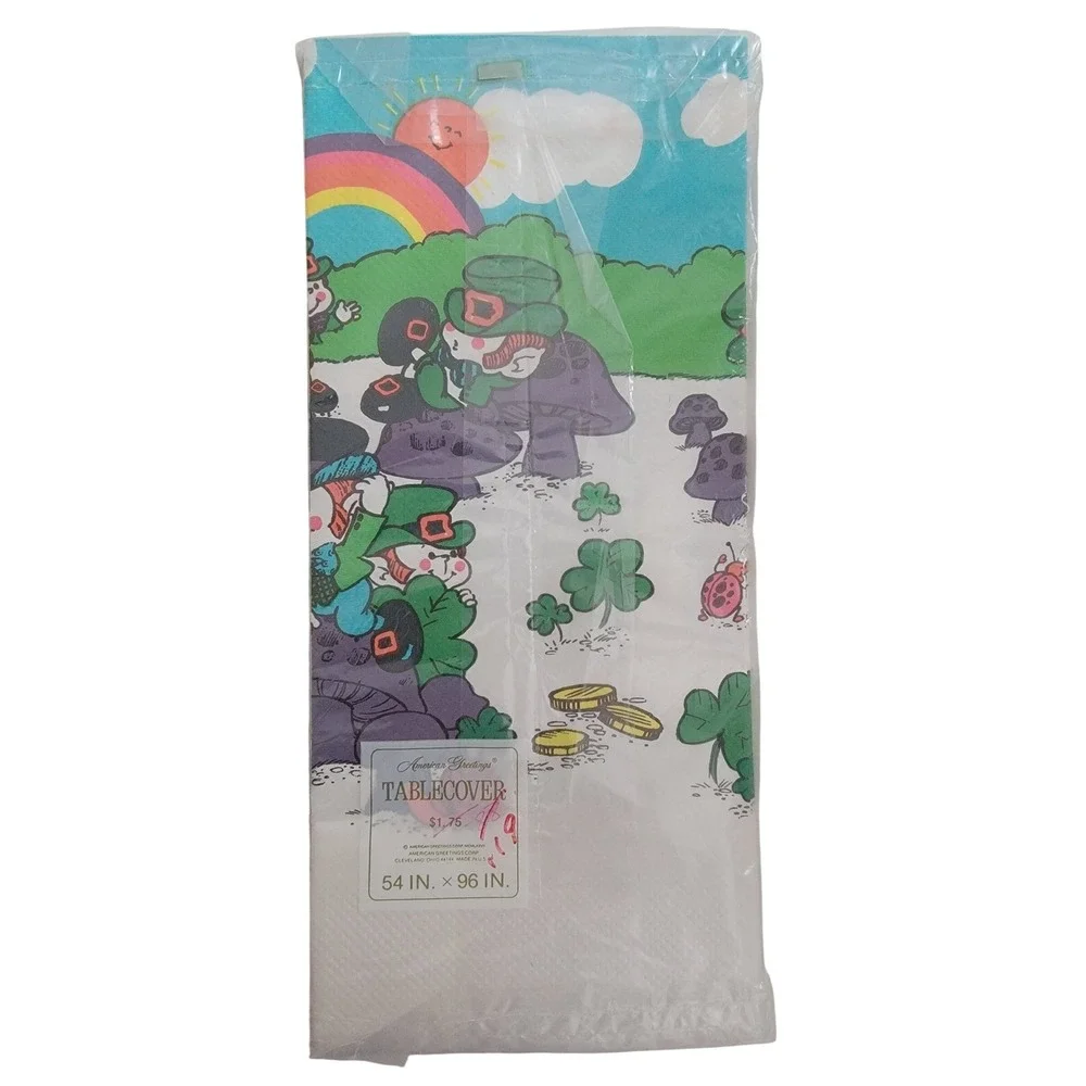 Vintage 1979 American Greetings St‎ Patricks Day Tablecover Leprechaun 54x96 NEW